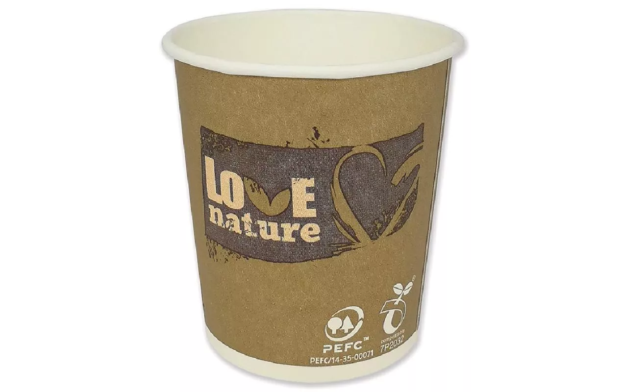 Einweg-Kaffeebecher Love Nature 100 ml, 80 Stück, Braun