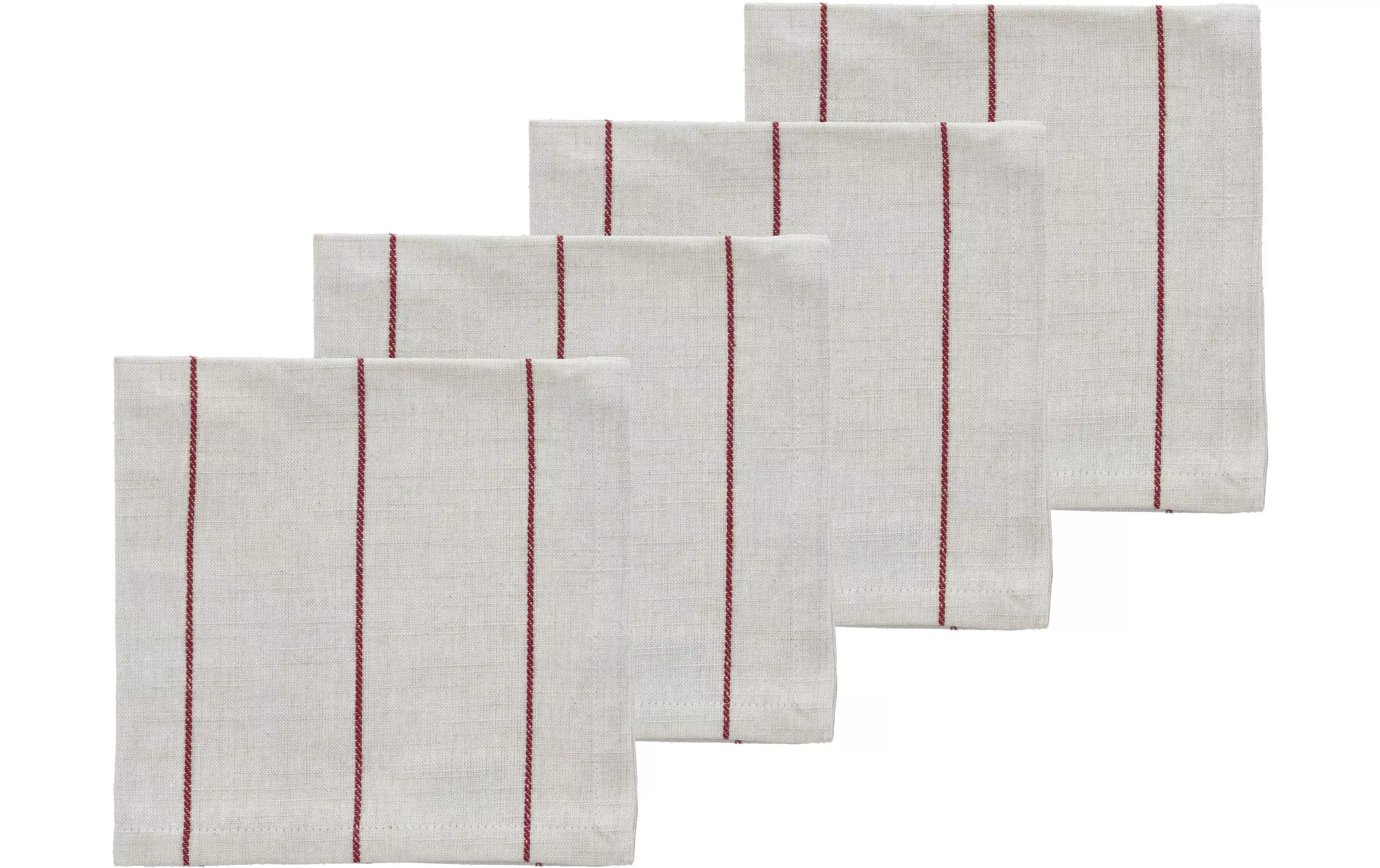 Linea tovaglioli di stoffa 45 cm x 45 cm, 4 pezzi, Crema/Rosso