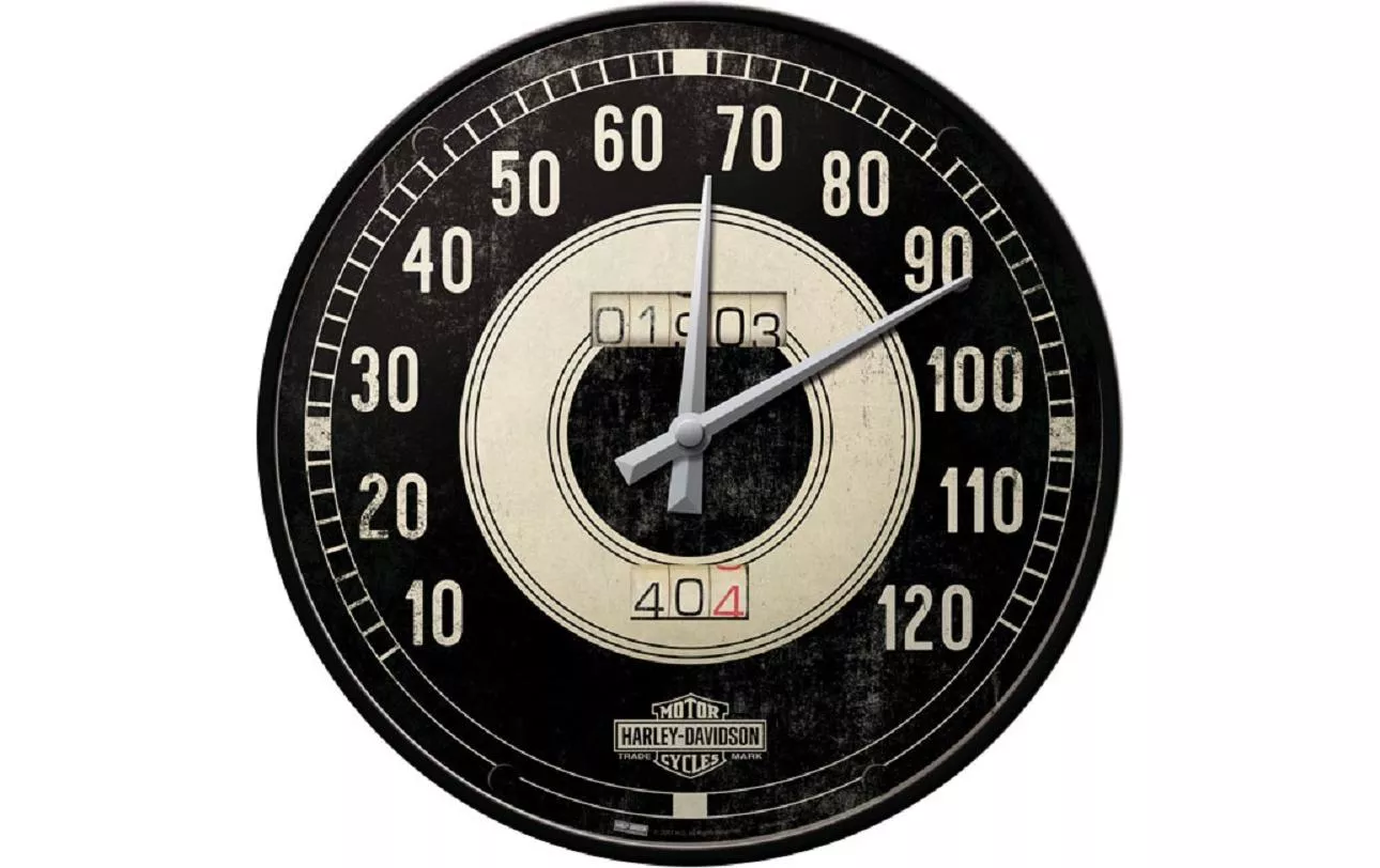 Orologio da parete artistico nostalgico Harley Davidson Speedometer Ø 31 cm, Nero/Bianco