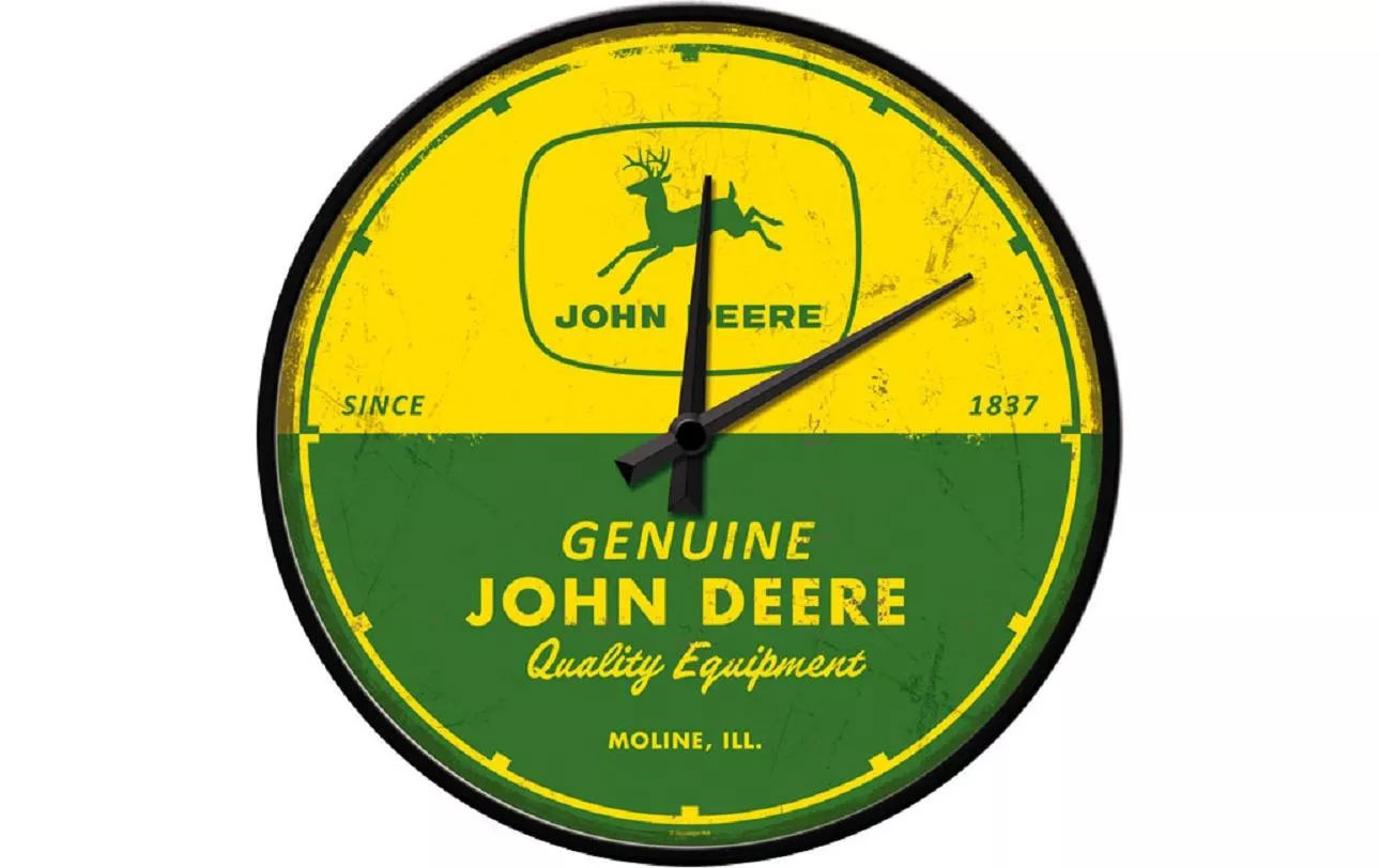 Wanduhr Genuine John Deere Ø 31 cm, Gelb/Grün