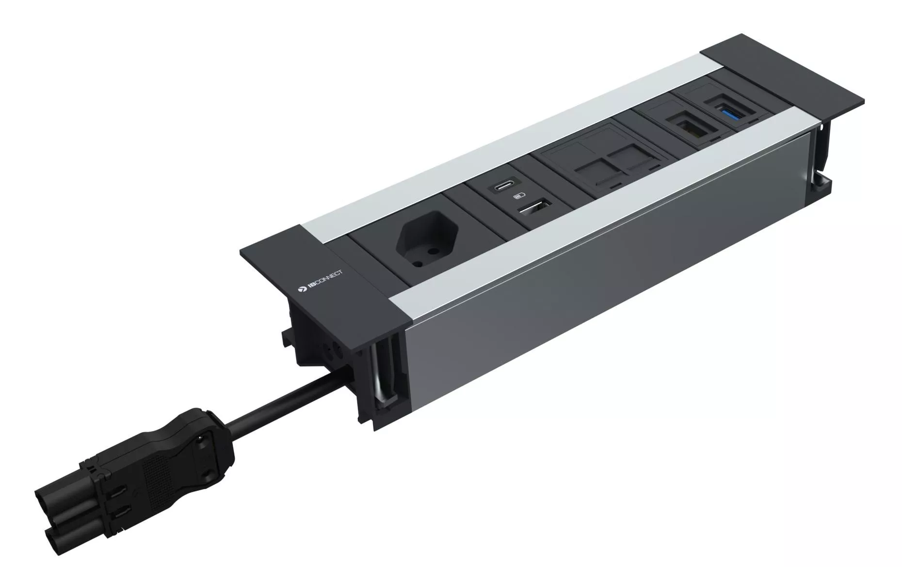 Power Strip Intro2 1xT13 USB A+C 2xCat6 HDMI USB3, Grigio
