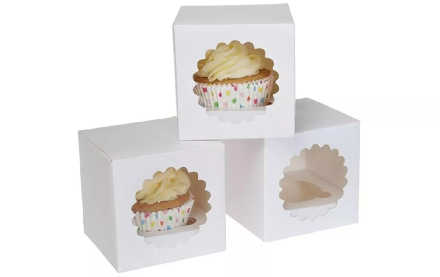 Cupcake-Box 9 x 9 x 9 cm, 3 Stück