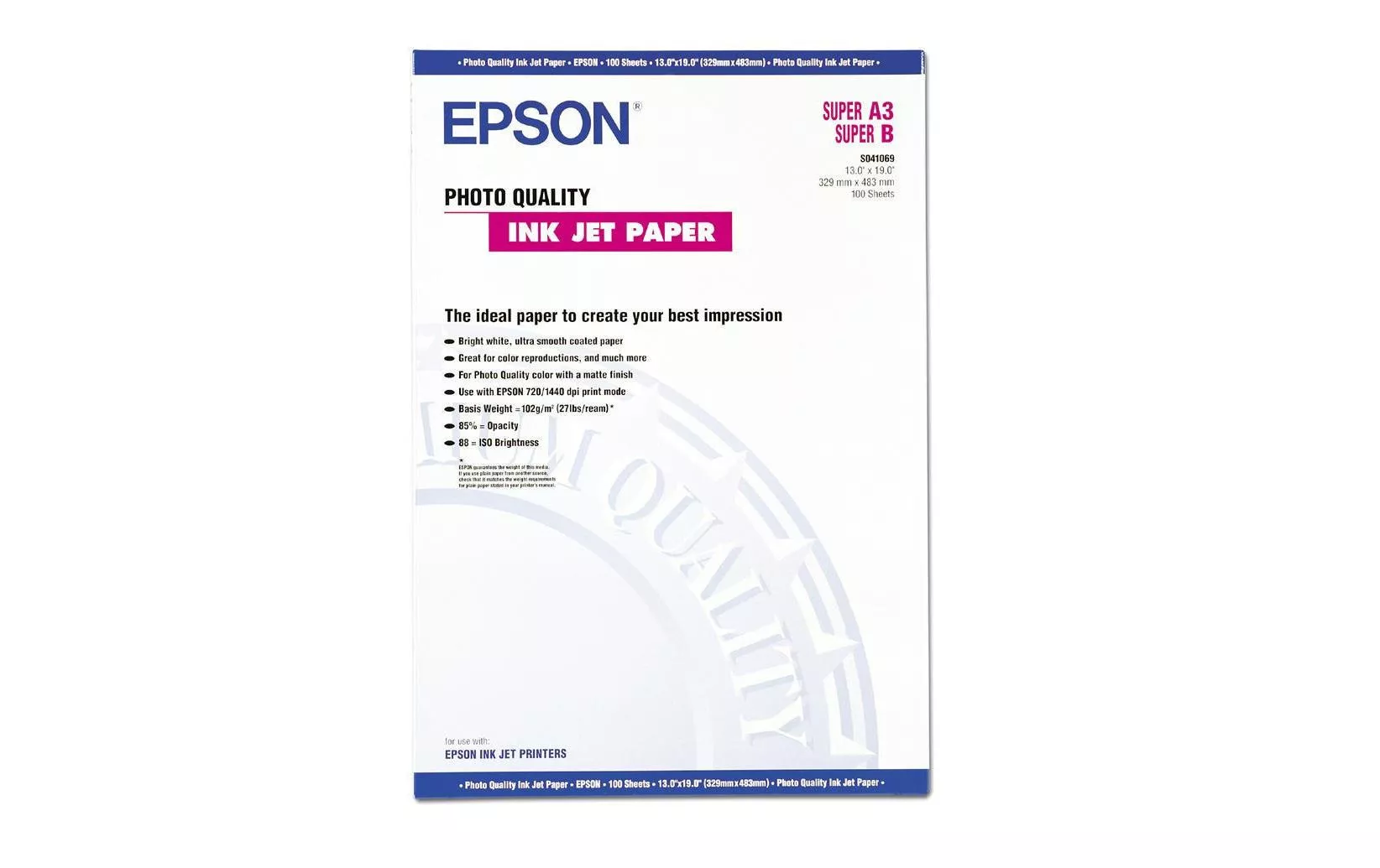 Carta per stampanti Epson A3 Bianco 100 Pezzi