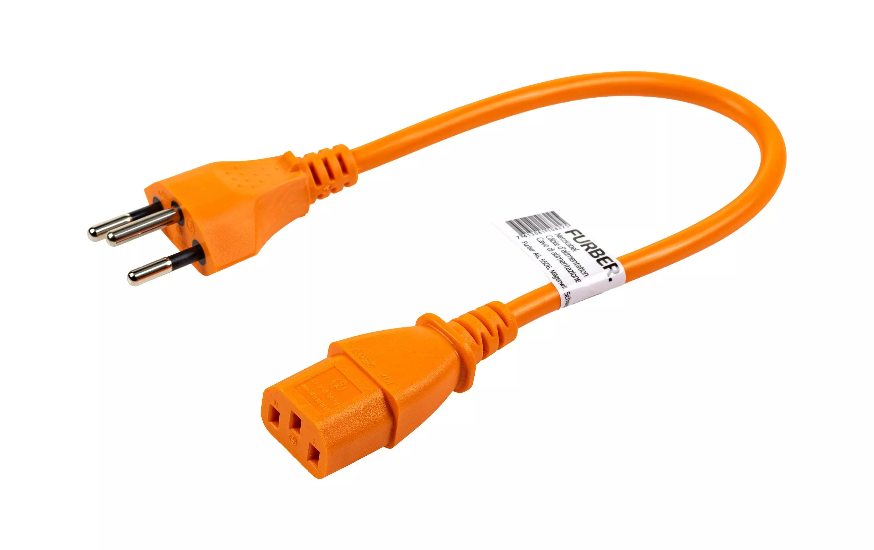 Netzkabel C13-T12 0.2 m, Orange