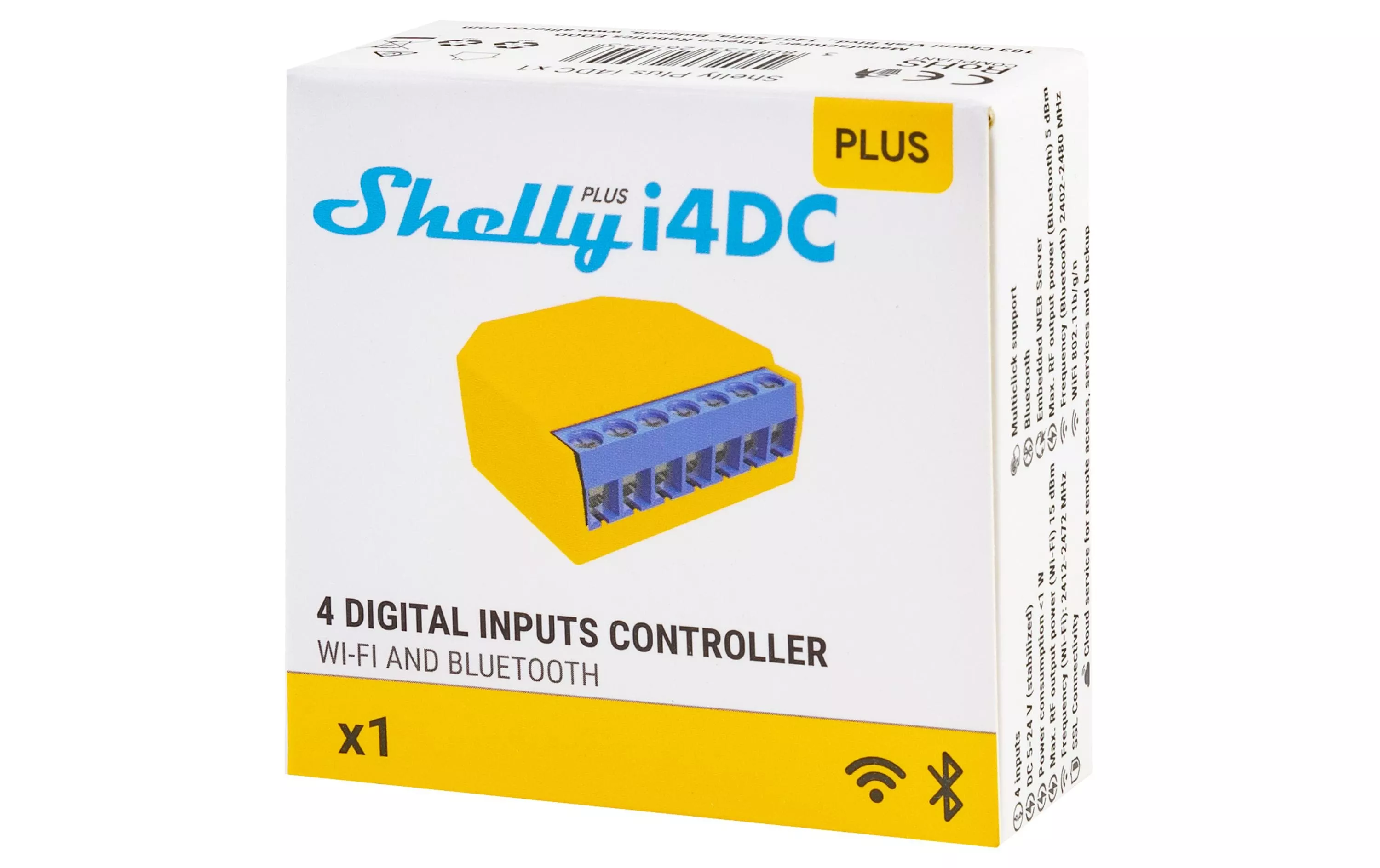 Interface de bouton-poussoir WiFi Shelly Plus I4 DC