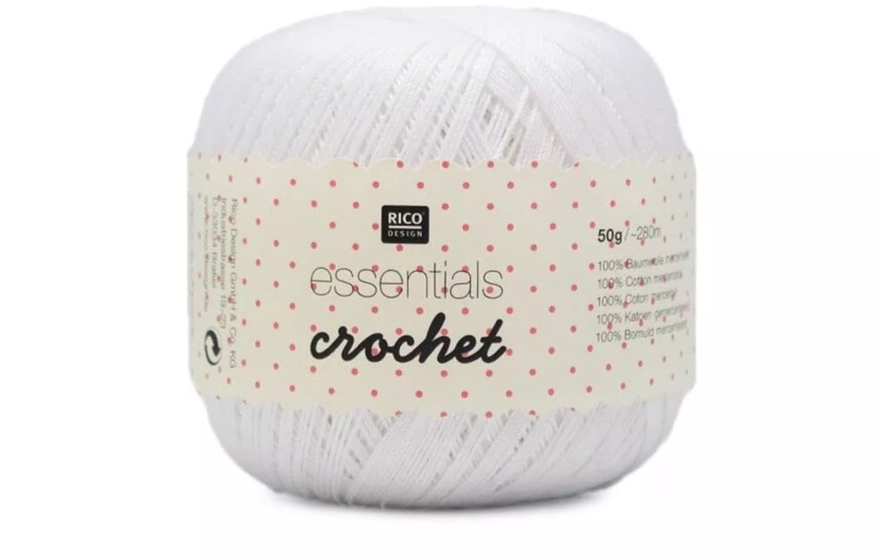 Fil à crochet et à tricoter Essentials Crochet 50 g, Blanc