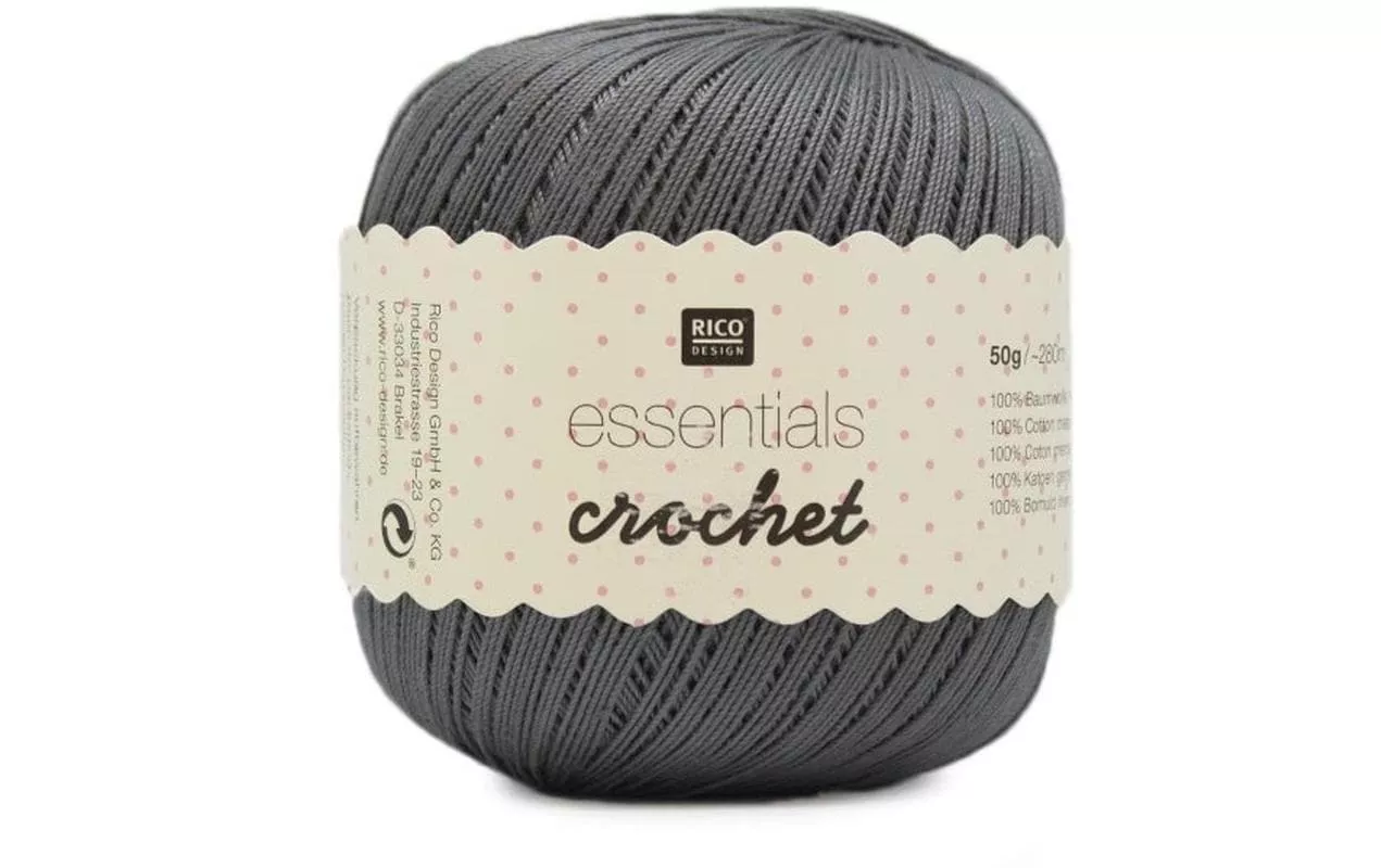 Häkel- und Strickgarn Essentials Crochet 50 g, Grau