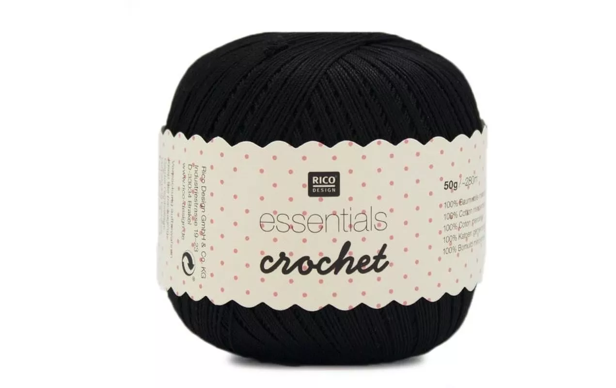 Fil à crochet et à tricoter Essentials Crochet 50 g, Noir