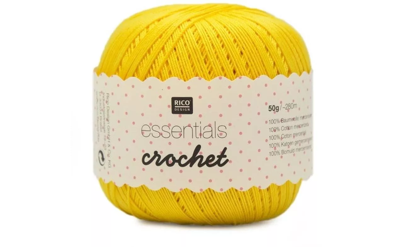 Fil à crochet et à tricoter Essentials Crochet 50 g, Jaune