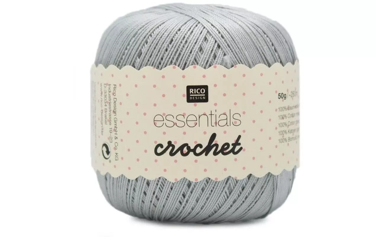 Fil à crochet et à tricoter Essentials Crochet 50 g, Gris clair
