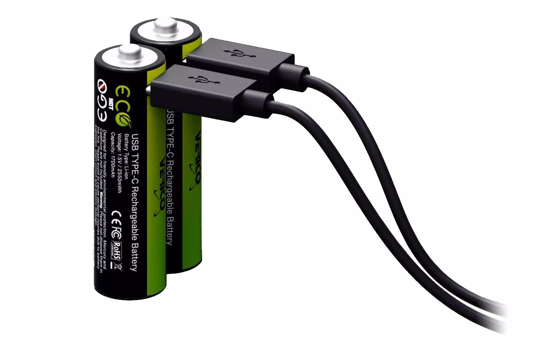 Batterie 2x AA 1700 mAh avec USB-C