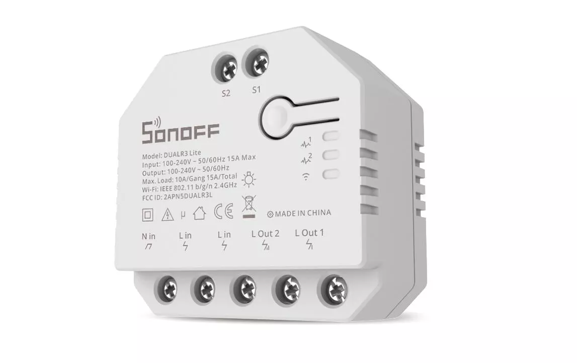 Attuatore per tapparelle SONOFF WiFi DUALR3Lite, a 2 pieghe, 230 V, 10A