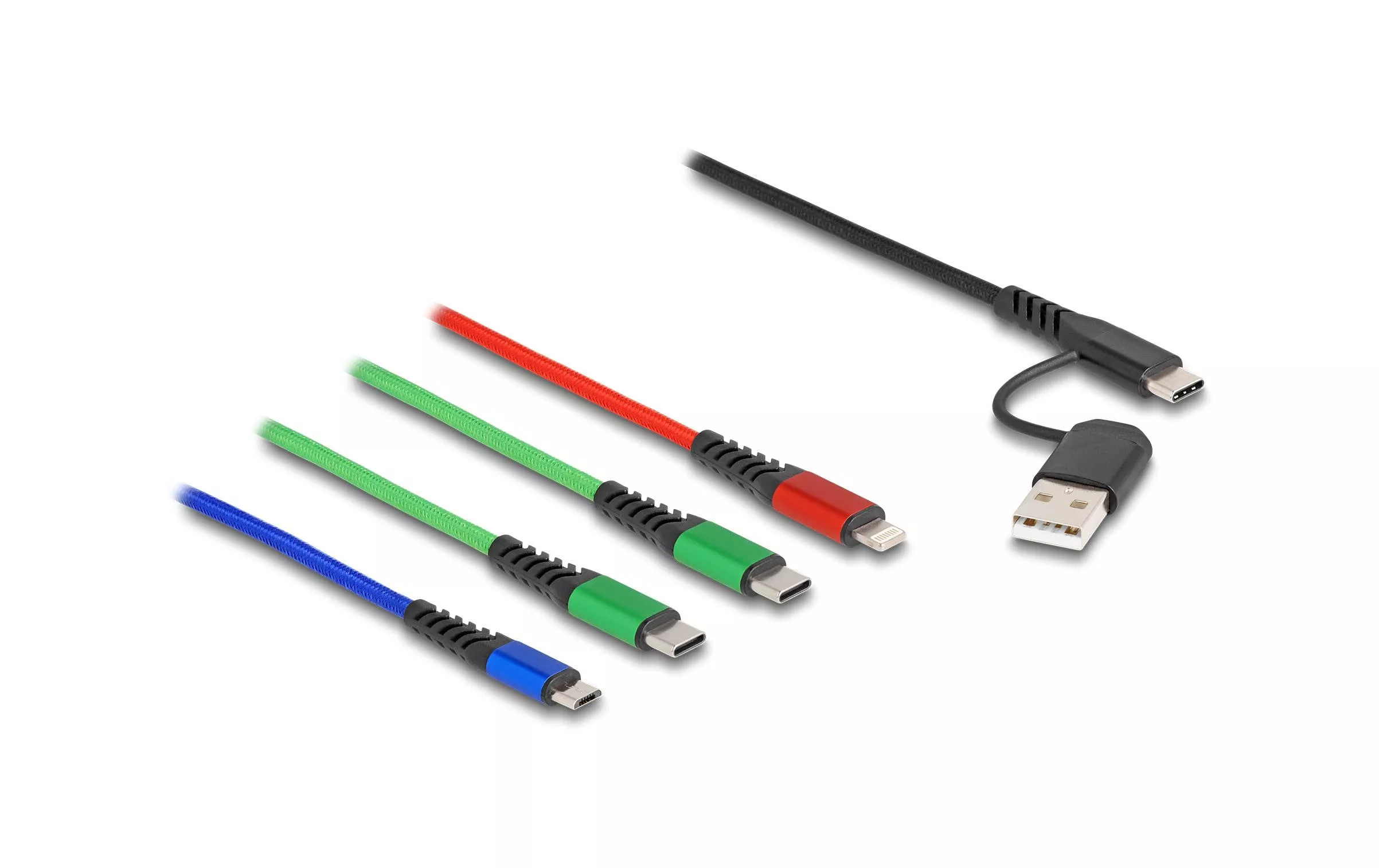 USB-Ladekabel USB A/USB C - Lightning/Micro-USB B/USB C