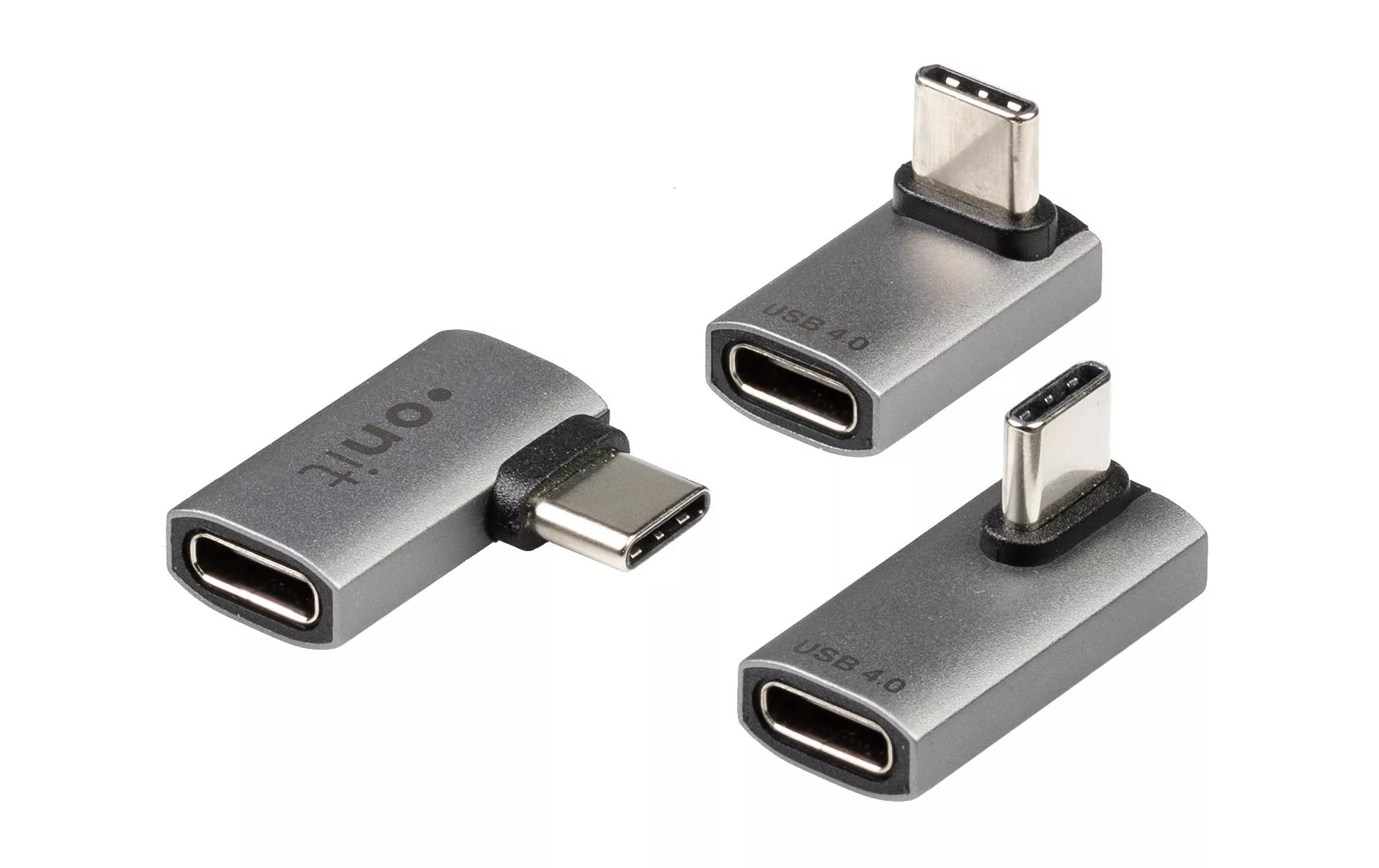 USB-Adapter gewinkelt USB-C Stecker - USB-C Buchse, 3-teilig