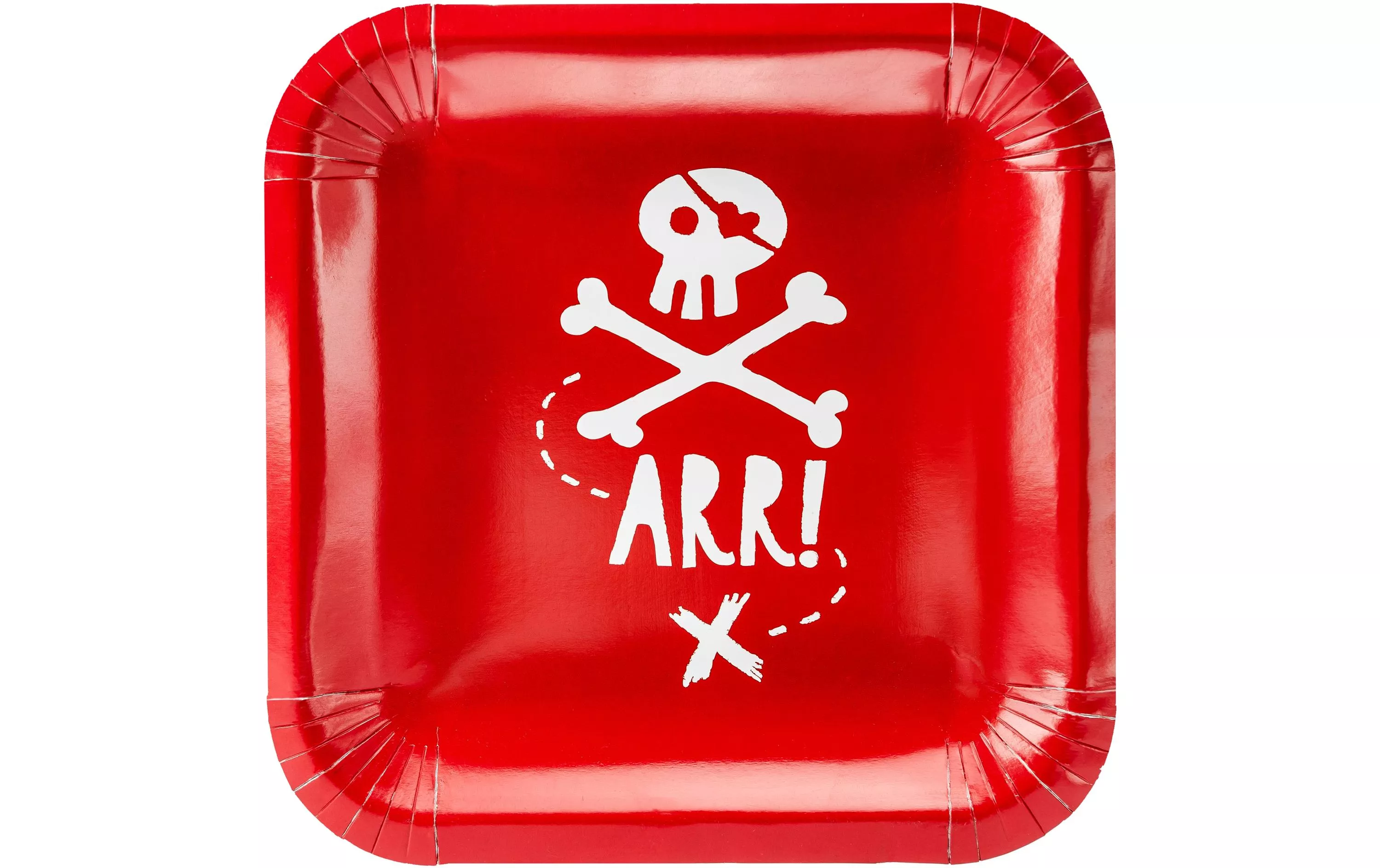 Einwegteller Piraten 20 x 20 cm, 6 Stück, Rot