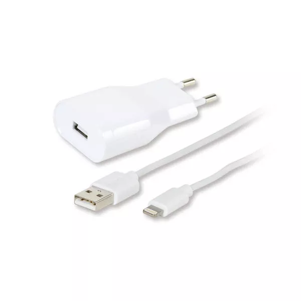 Chargeur USB 2.4A avec 1m de câble Lightling, blanc