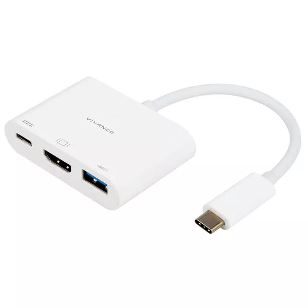 USB Type-C - Adaptateur HDMI 3en1, blanc