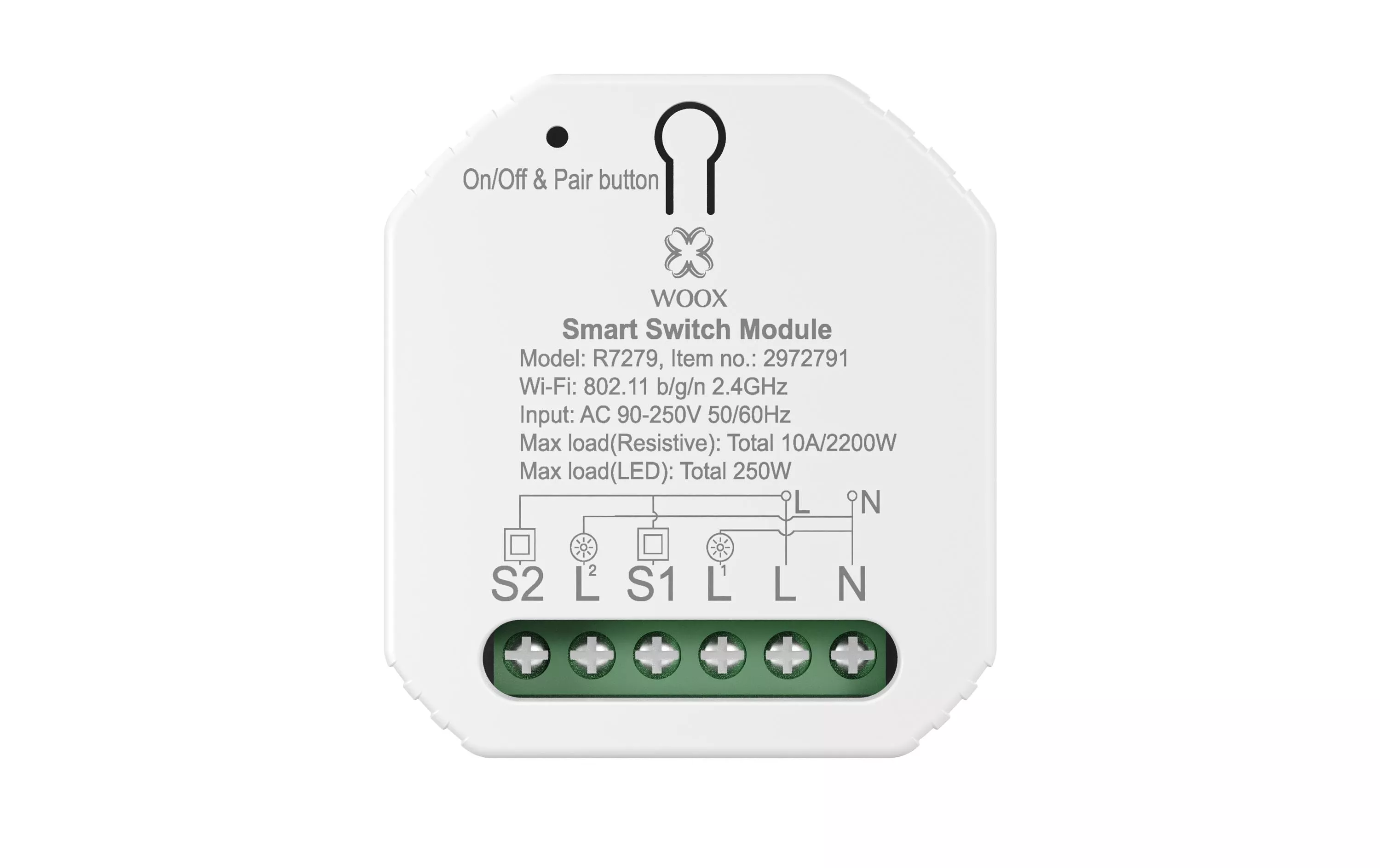 WiFi Smart Switch R7279, 230 V, 10A, 2300W Weiss