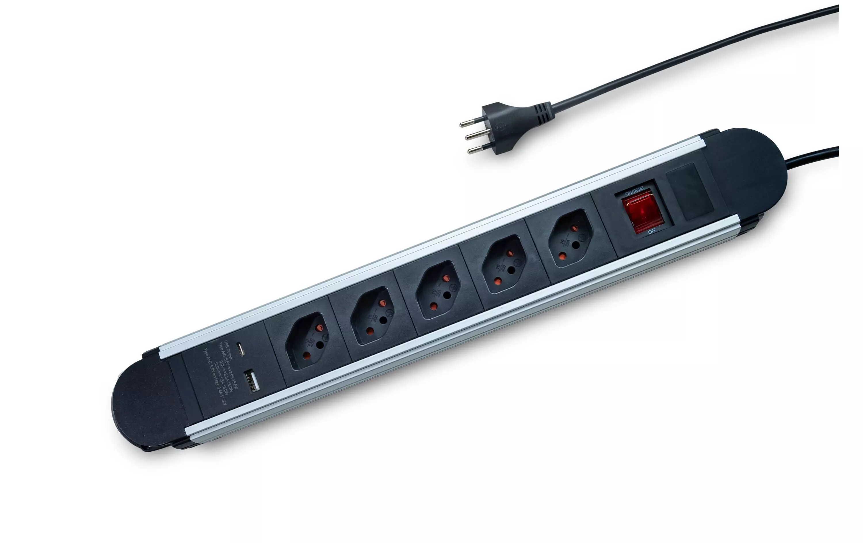 Ciabatta elettrica Elbro 5 x T13, 1 x USB-C, 1 x USB-A con interruttore