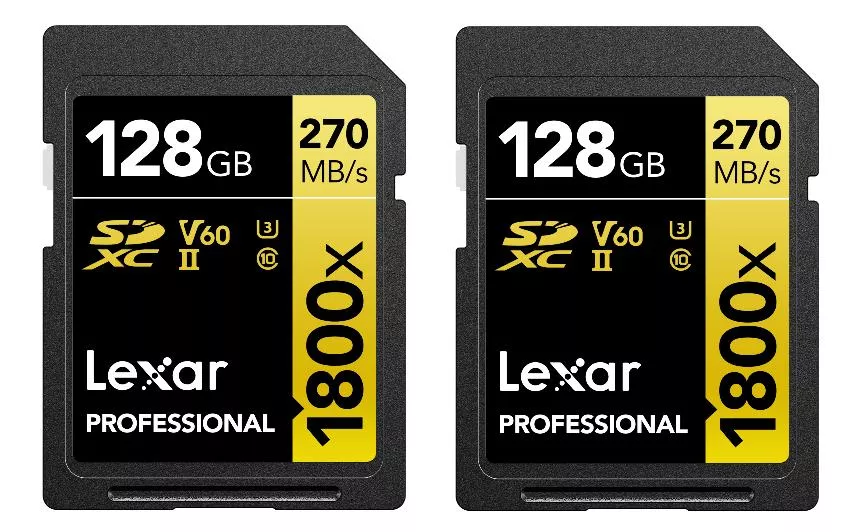 Scheda Lexar SDXC Professional 1800x Serie Oro 128 GB confezione da 2 pezzi
