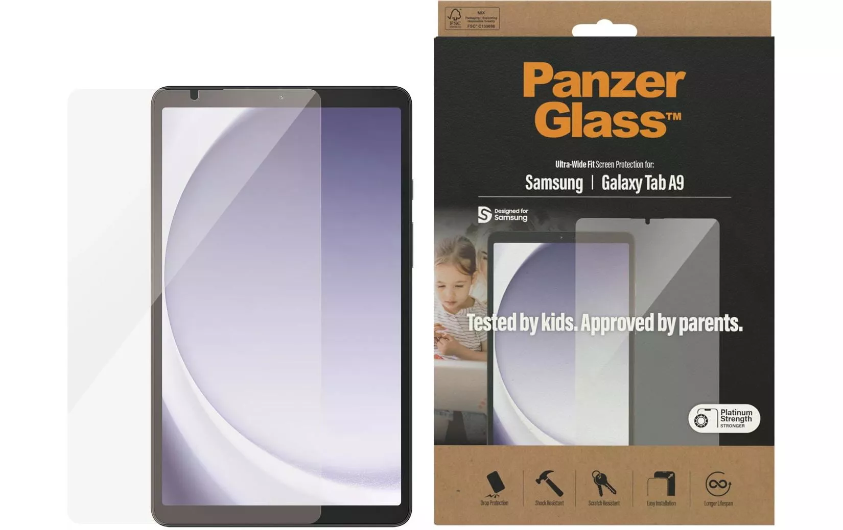 Protezione per lo schermo della tavoletta in vetro blindato Galaxy Tab A9 con vestibilità ultra ampia