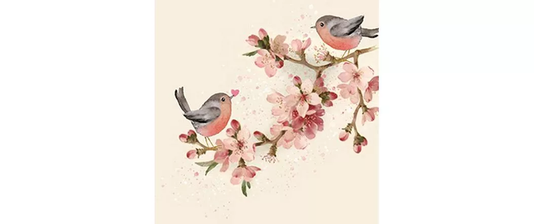 Serviettes en papier Cherry Blossom Love 33 cm x 33 cm, 20 Pièce/s