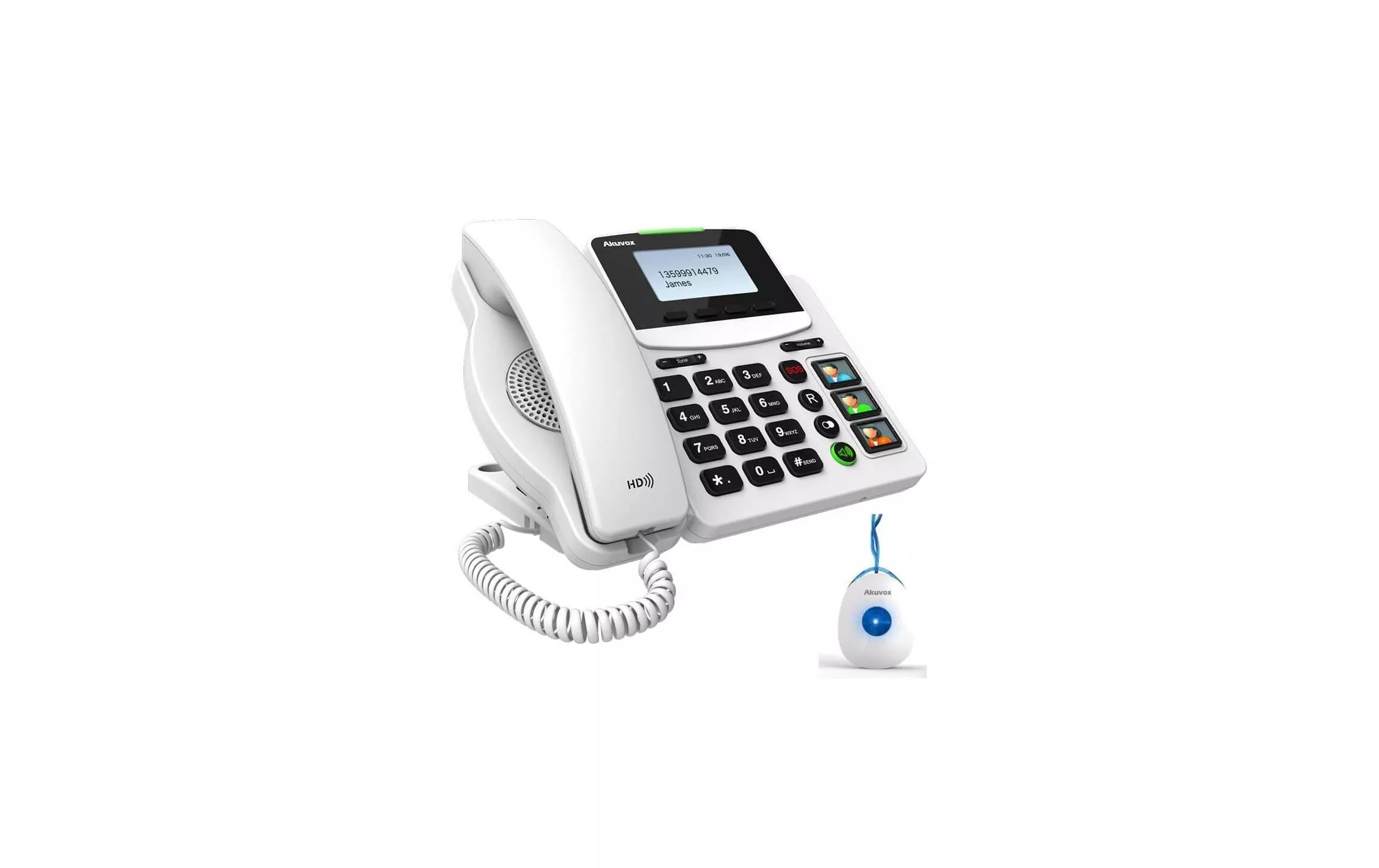 Telefono fisso Akuvox HCP-R15P con trasmettitore per chiamate di emergenza Bianco