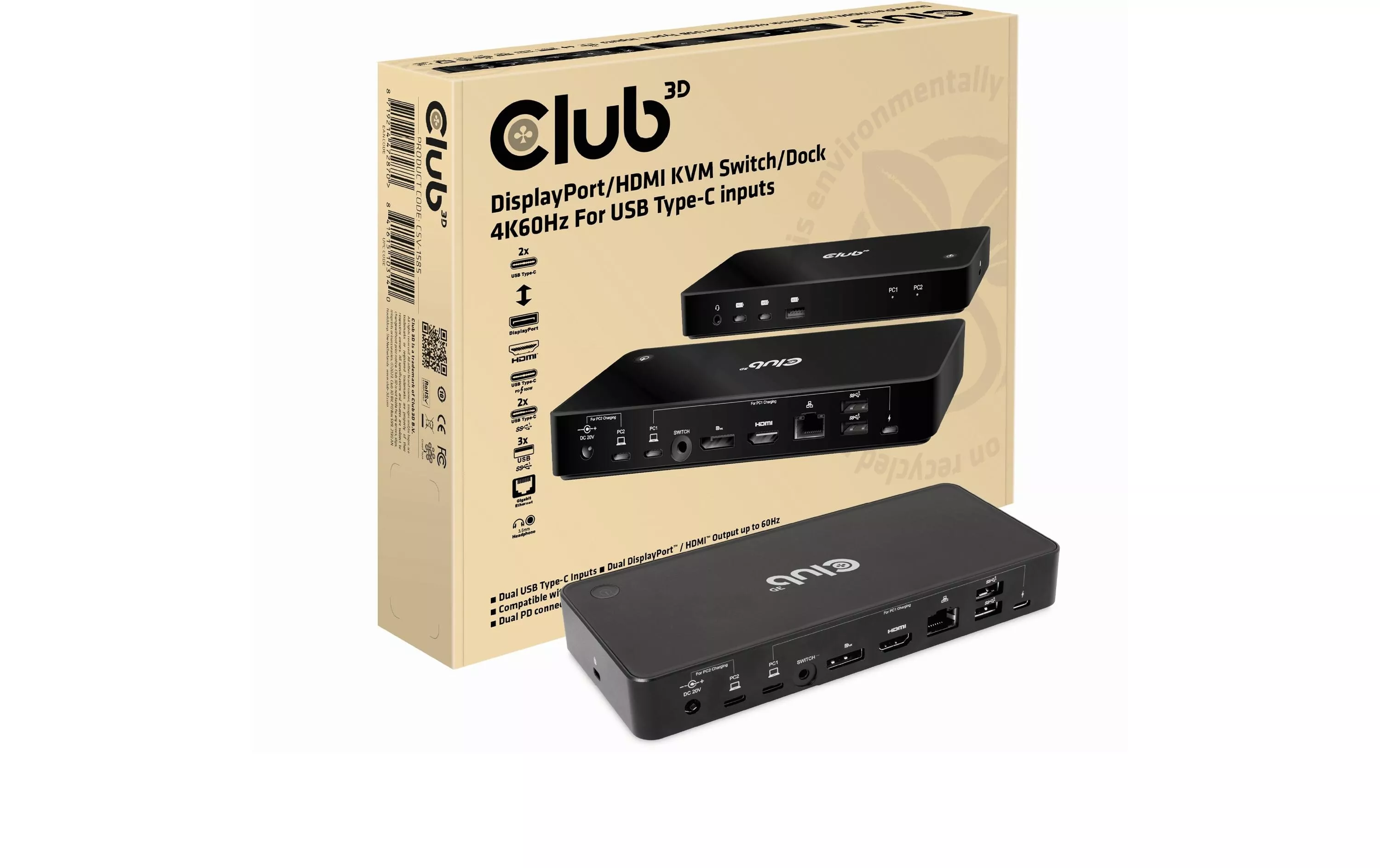 Stazione docking Club 3D CSV-1585 DisplayPort/HDMI KVM