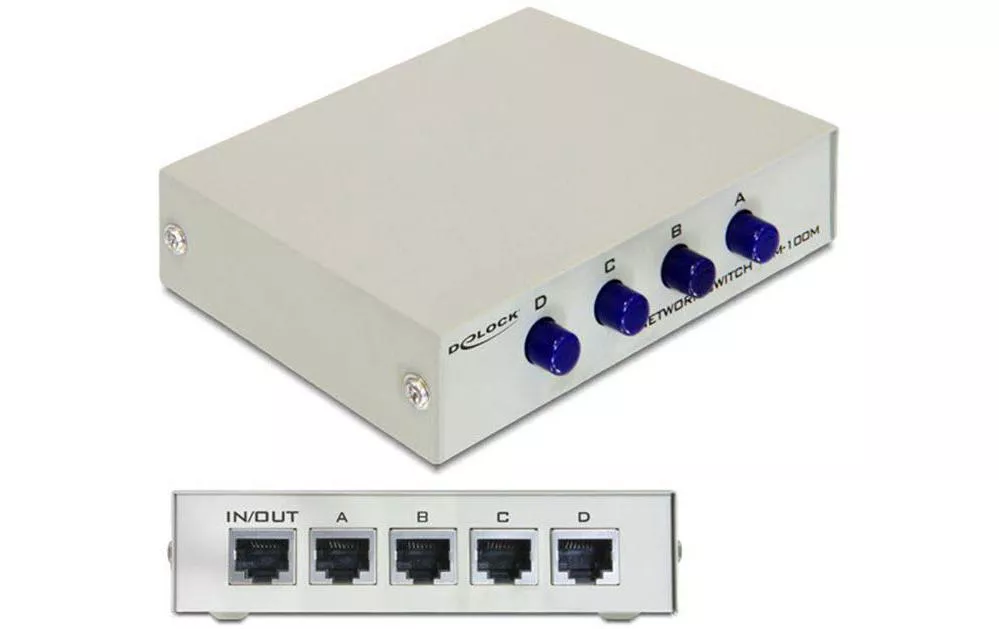 LAN Switchbox RJ-45 4 porte, 100Mbps