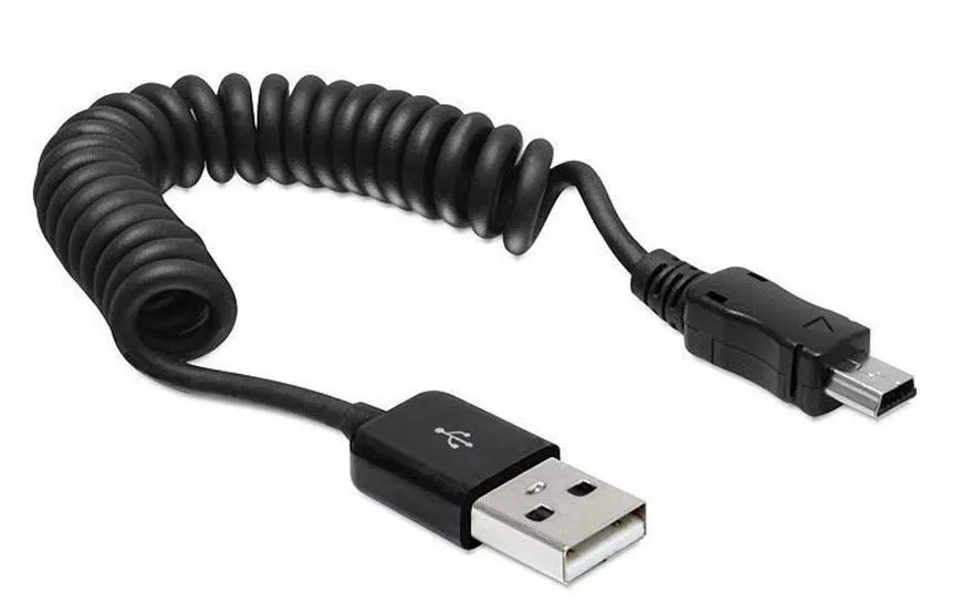 USB 2.0-Spiralkabel  USB A - Mini-USB B 0.6 m