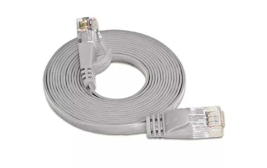 Câble patch slim RJ-45 - RJ-45, Cat 6, UTP, 0.1 m, Gris