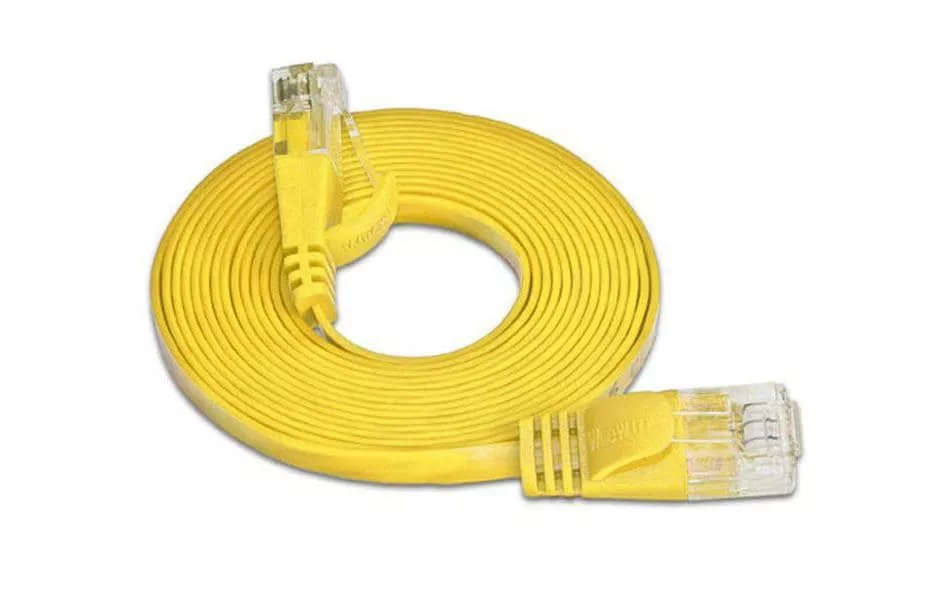 Câble patch slim RJ-45 - RJ-45, Cat 6, UTP, 0.1 m, Jaune
