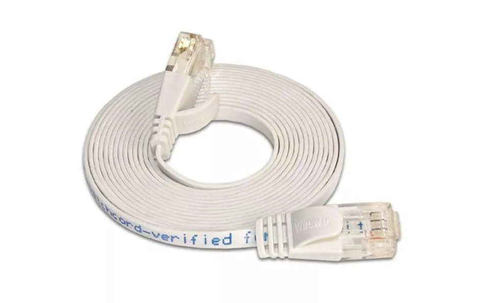 Câble patch slim RJ-45 - RJ-45, Cat 6, UTP, 0.1 m, Blanc