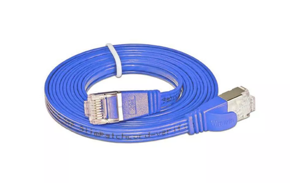 Câble patch slim RJ-45 - RJ-45, Cat 6, STP, 1 m, Bleu