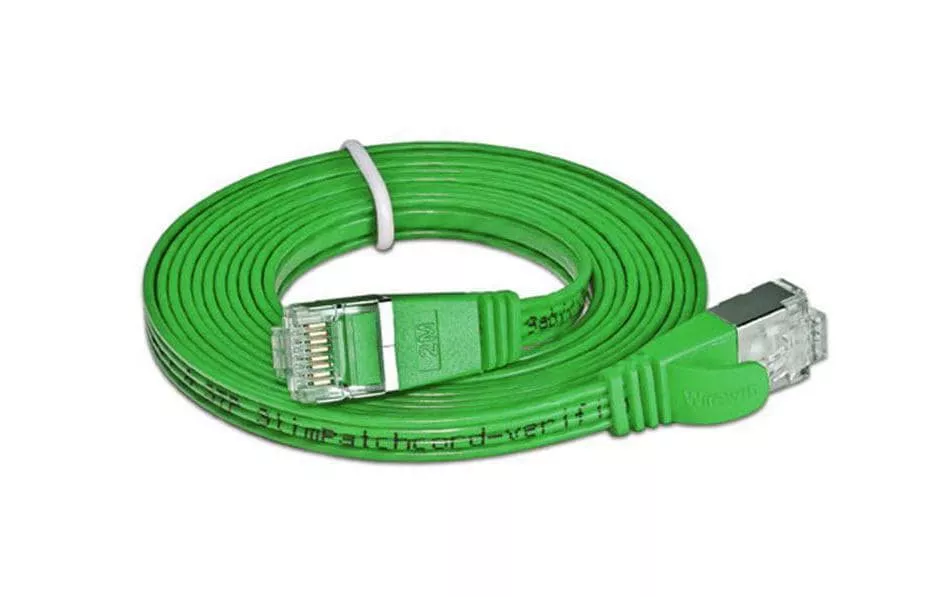 Câble patch slim RJ-45 - RJ-45, Cat 6, STP, 0.1 m, Vert