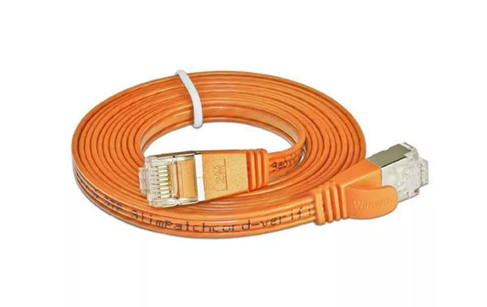 Câble patch slim RJ-45 - RJ-45, Cat 6, STP, 0.75 m, Orange