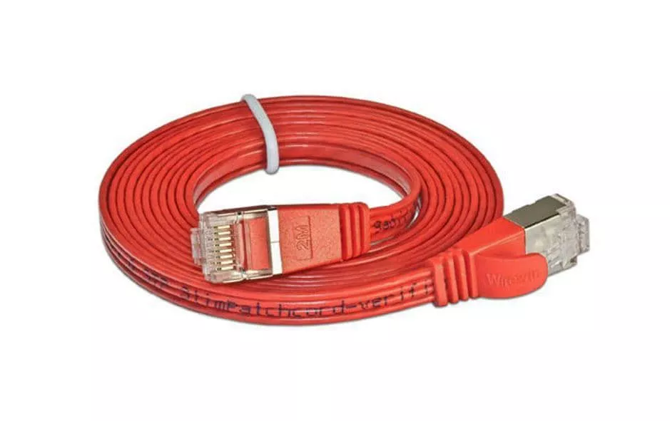 Câble patch slim RJ-45 - RJ-45, Cat 6, STP, 0.5 m, Rouge