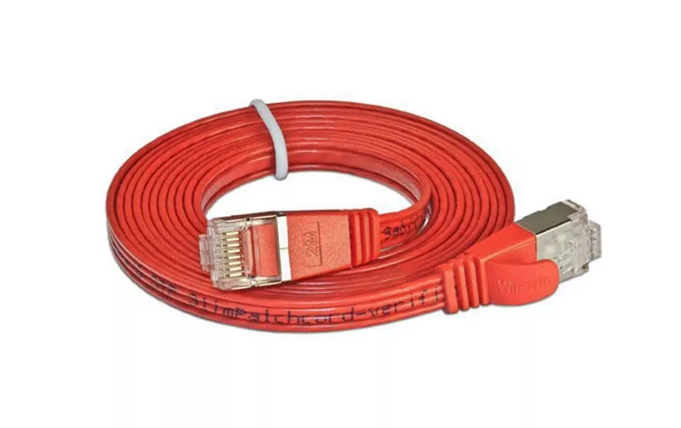 Câble patch slim RJ-45 - RJ-45, Cat 6, STP, 3 m, Rouge