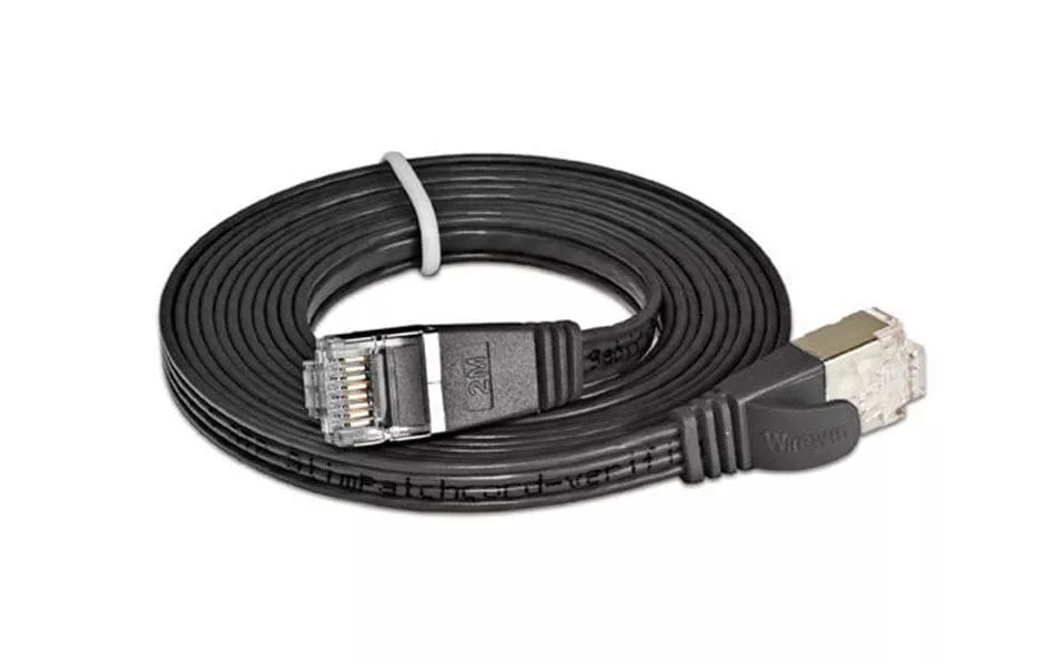 Câble patch slim RJ-45 - RJ-45, Cat 6, STP, 0.1 m, Noir