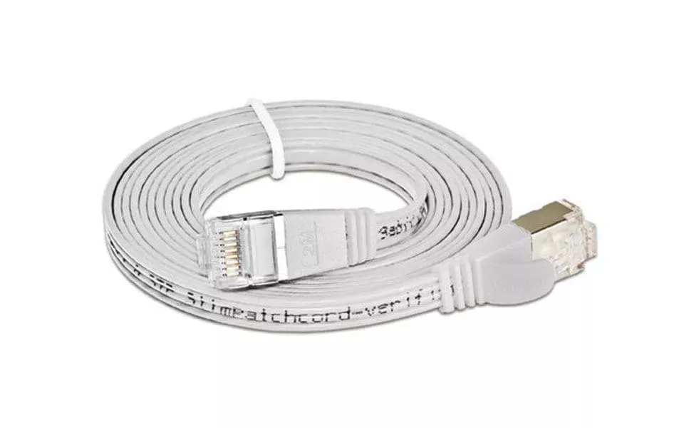 Câble patch slim RJ-45 - RJ-45, Cat 6, STP, 0.1 m, Blanc