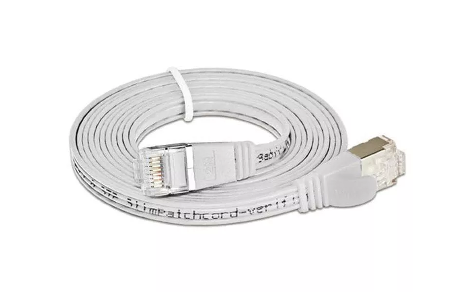 Câble patch slim RJ-45 - RJ-45, Cat 6, STP, 0.25 m, Blanc