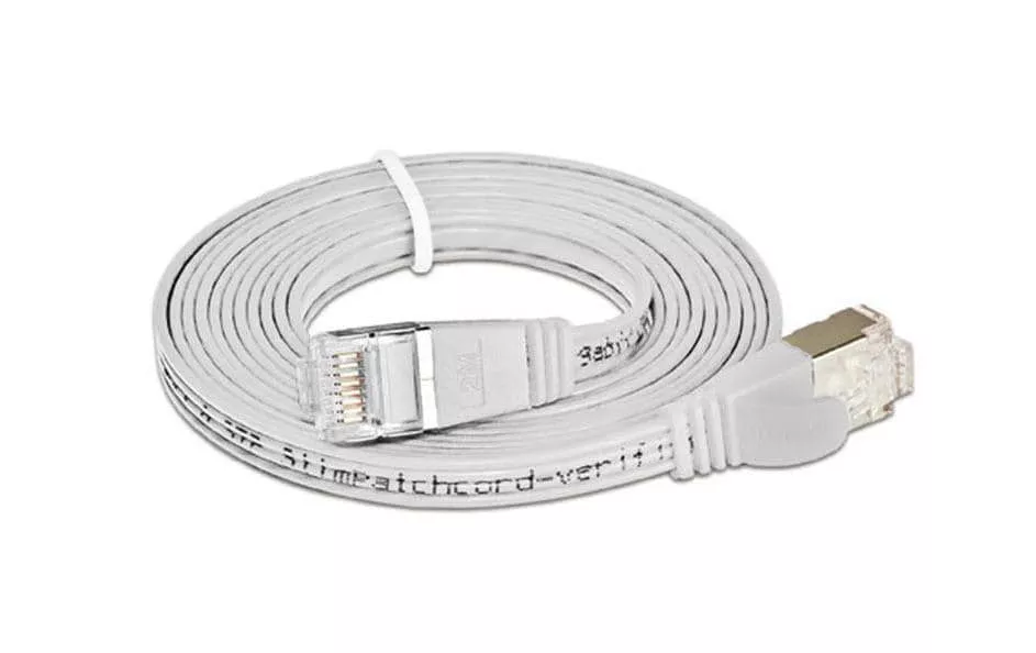 Câble patch slim RJ-45 - RJ-45, Cat 6, STP, 0.5 m, Blanc