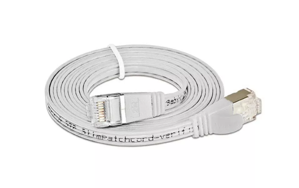 Câble patch slim RJ-45 - RJ-45, Cat 6, STP, 1 m, Blanc