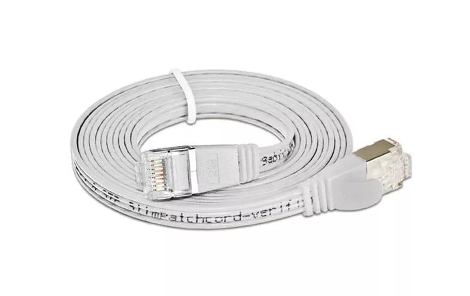 Câble patch slim RJ-45 - RJ-45, Cat 6, STP, 1.5 m, Blanc