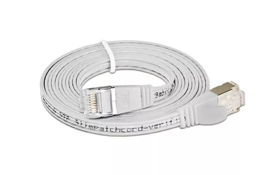 Câble patch slim RJ-45 - RJ-45, Cat 6, STP, 5 m, Blanc