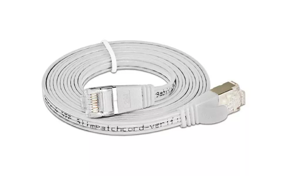 Câble patch slim RJ-45 - RJ-45, Cat 6, STP, 15 m, Blanc