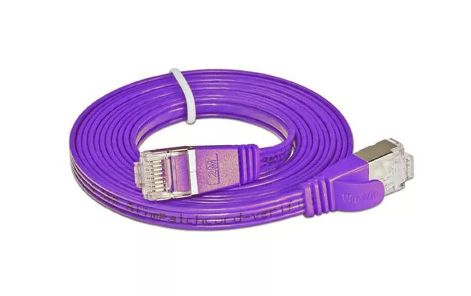 Câble patch slim RJ-45 - RJ-45, Cat 6, STP, 0.75 m, Violet