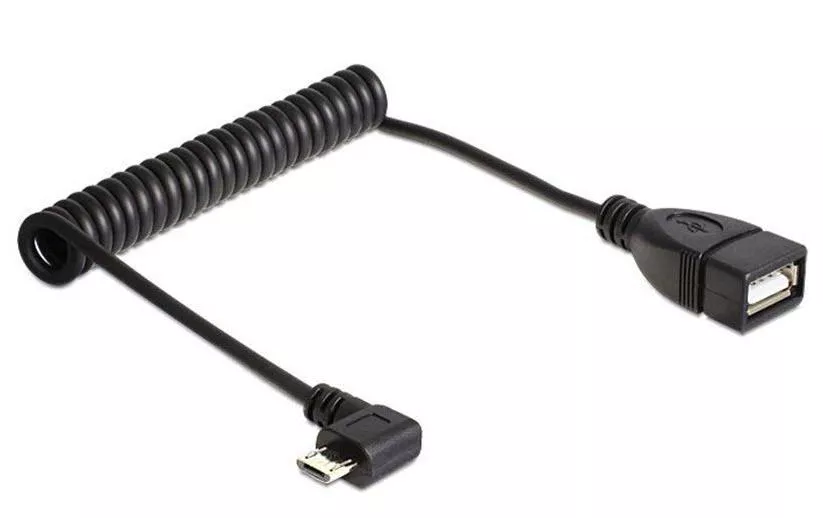 USB OTG cavo a spirale Micro USB B - USB A 0,55 m