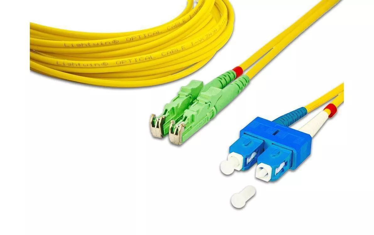 Câble patch à fibre optique E2000/APC-SC, Singlemode, Duplex, 2m