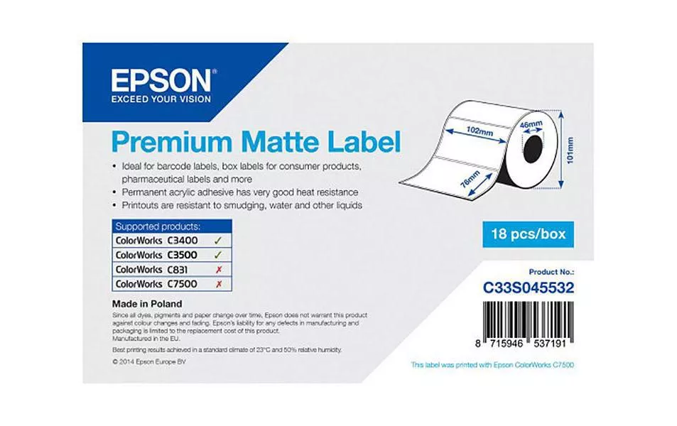 Rotolo di etichette Epson Premium 102 x 76 mm